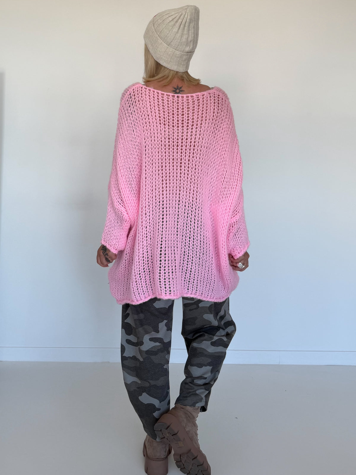 Soft Oversized Chunky Knit Sweater - Pink