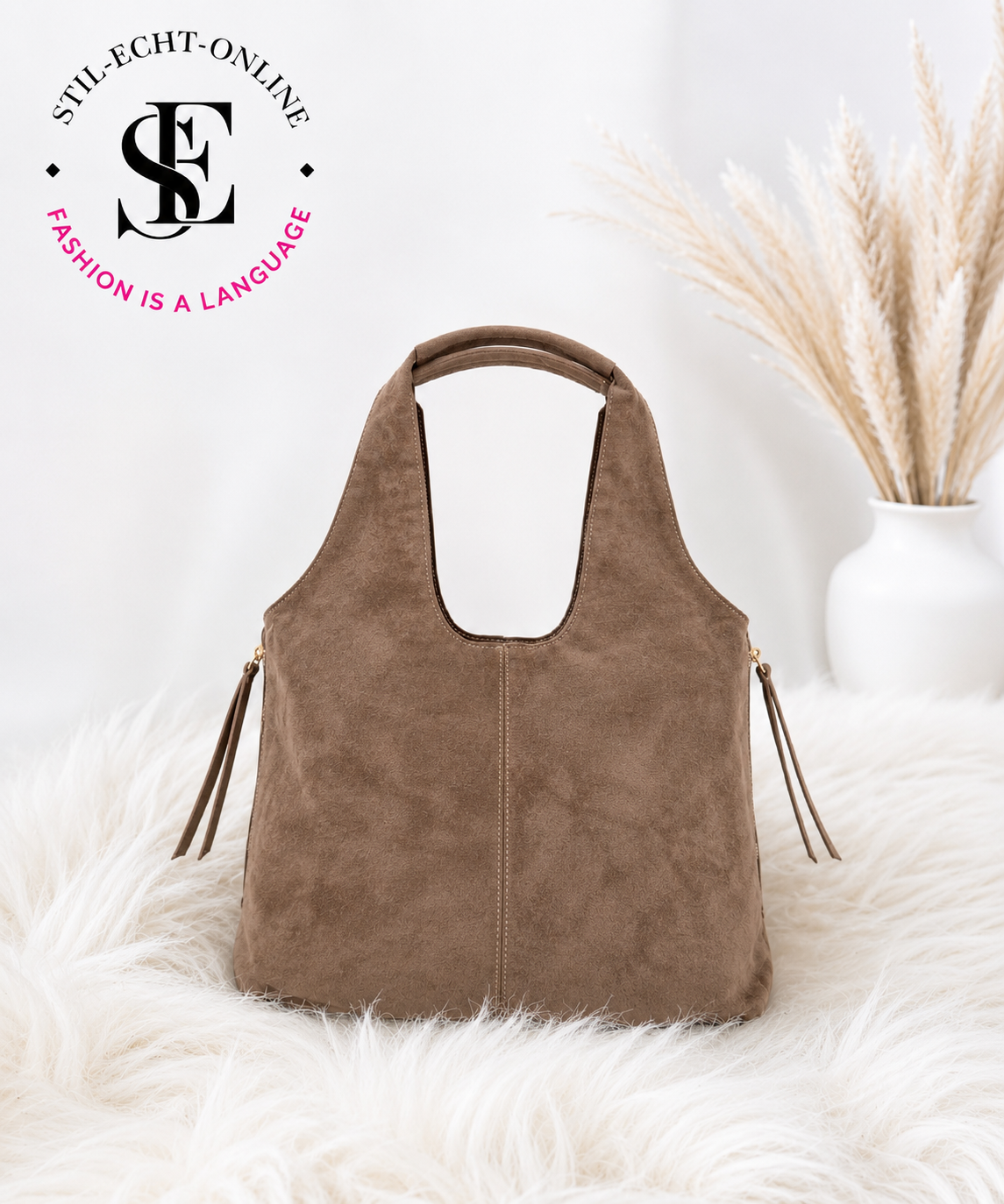 Faux suede bag - coffee