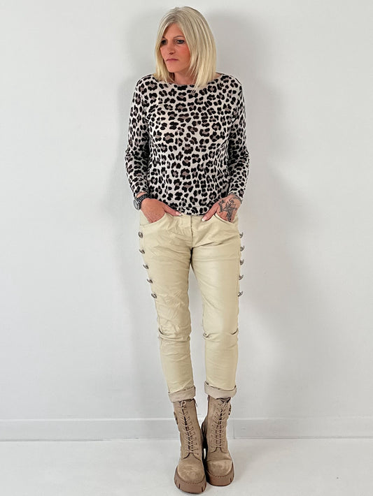 Softes Leo Basic Shirt Modell "Wild Skin" - beige