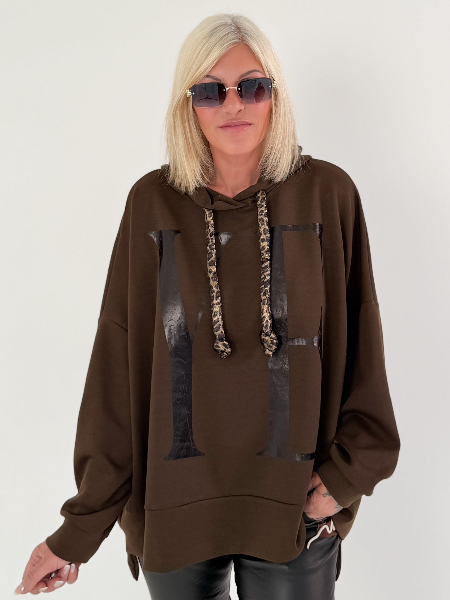 Oversized Hoodie YEAH - mokka