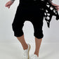 Kurze Baggy mit Zipper Details - schwarz