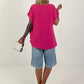 Blusenshirt mit seitlichem Bindeknoten - pink