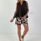 Ballon Blusen Top mit V-Neck - schoko