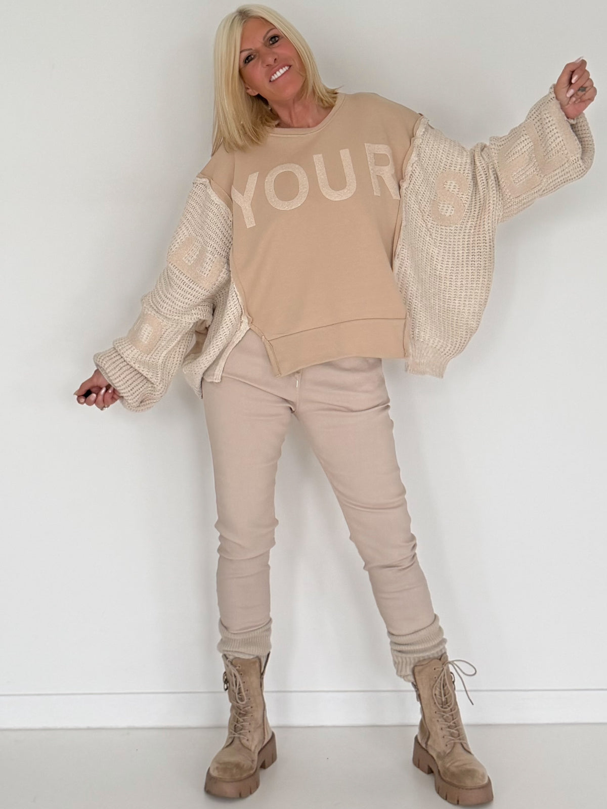 Hose mit elastischem Bündchen - beige