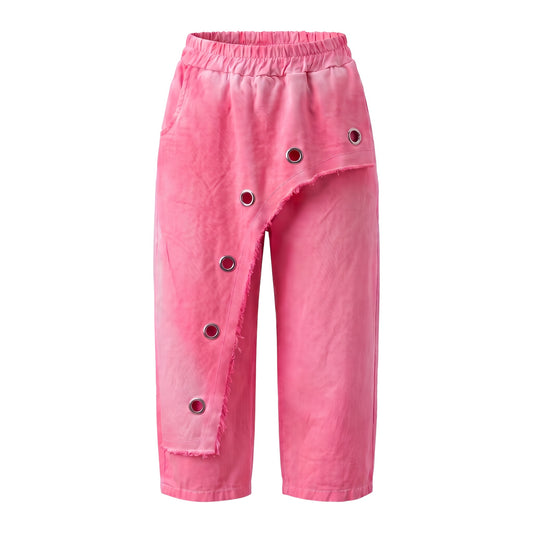 Hose mit Overlay und Metallösen - neonpink