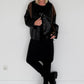 Jacke in Lederoptik mit Cut-Out Muster - schwarz-camel