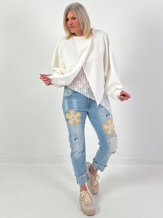 Oversized Sweater überlappend - weiss