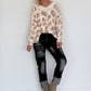 Pullover mit V-Ausschnitt und Leo-Print - leo-taupe