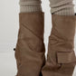 Suede-look boots, model "Utility" - taupe