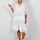 Kleid mit Unterziehtop und Volants - weiss