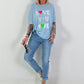 Fine Knit T-Shirt Love - Light Blue