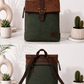 Backpack in Vintage Leather Look - Green - Brown