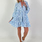 Tunic/dress with floral pattern - light blue