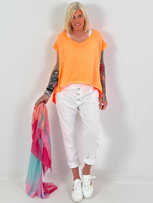 Oversized Shirt mit Rückennaht - neonorange