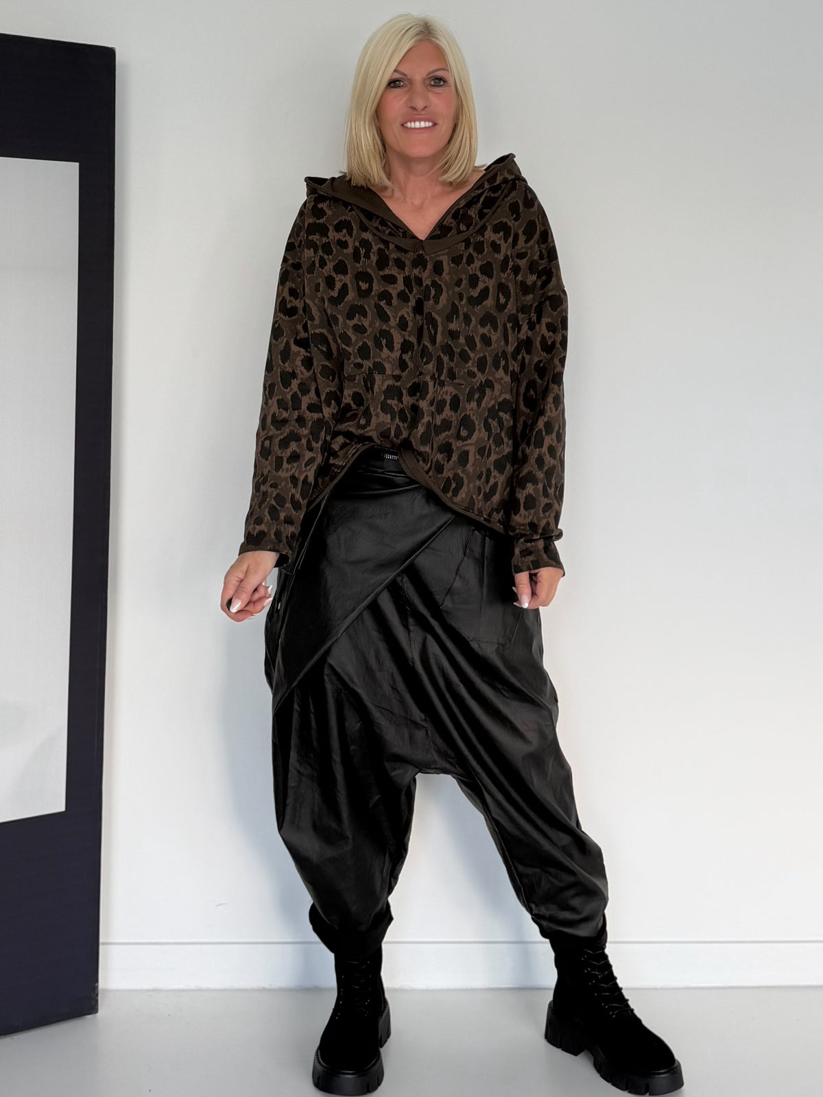 Hoodie met all-over luipaardprint - mokka-luipaard-multicolor
