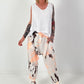 Linen Baggy with Tie-Dye Pattern - white-neon orange-dark brown