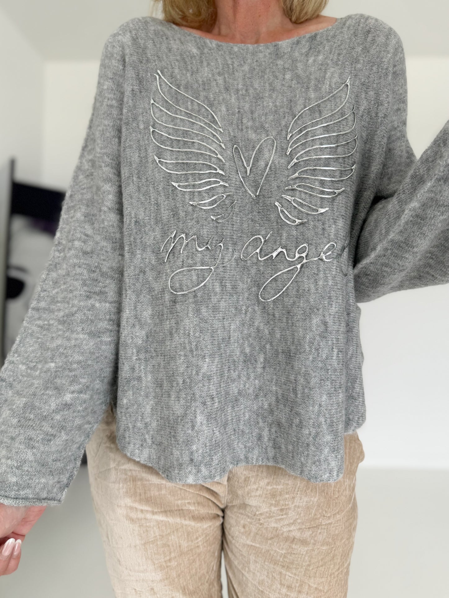 Weicher Pullover My Angel - grau