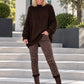 Oversized Pullover mit Grobstrickärmeln - mokka