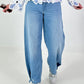 Button-hem jeans - denim