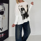 Sweater mit Stulpenärmeln und Strassmotiv Woman & Cross - ecru