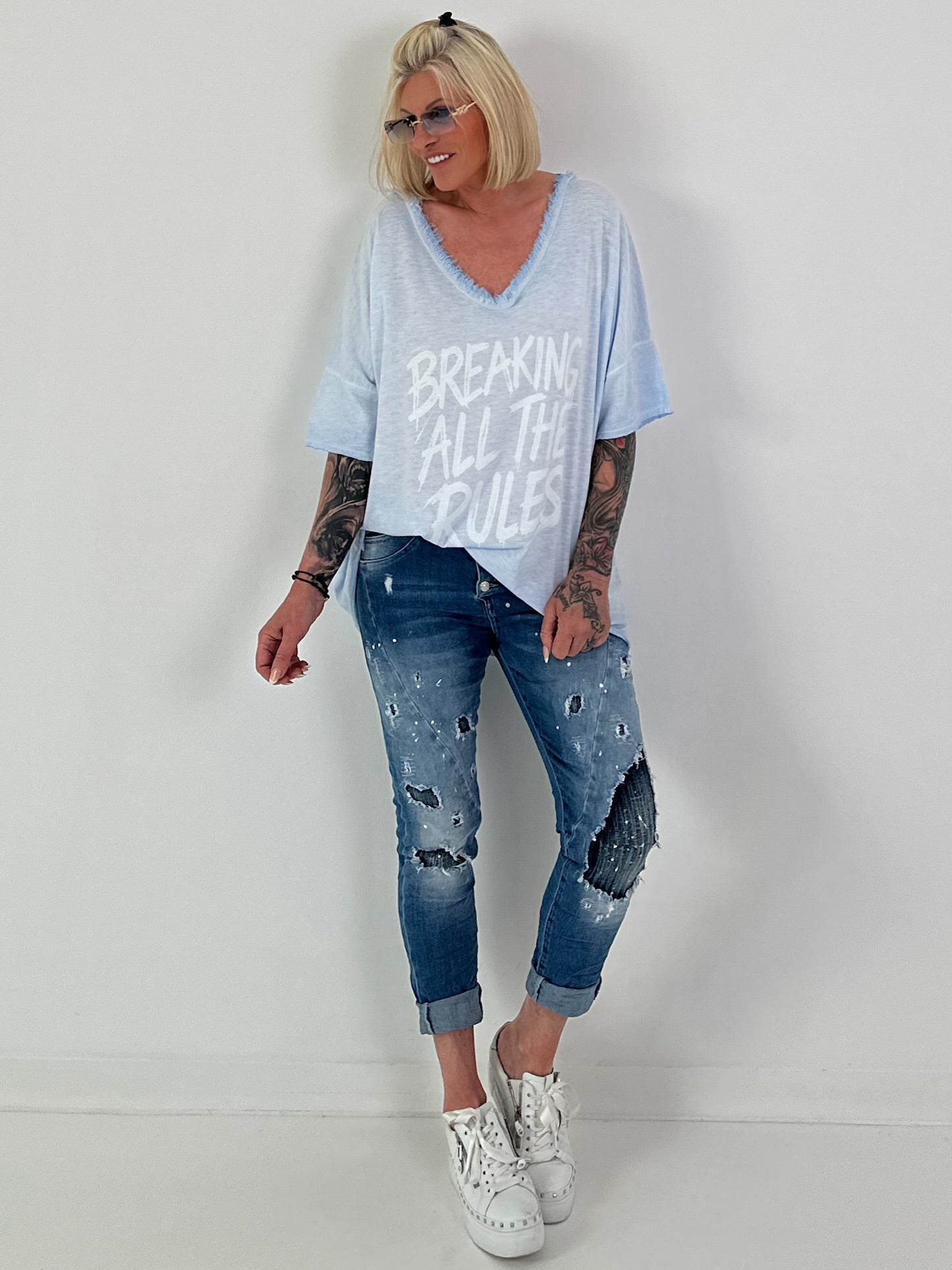 Oversized Shirt Breaking Rules - light blue