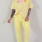 Sweatpants with large patch pockets - yellow