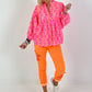 Patterned blouse - neon pink-neon orange-white