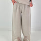 Linen wide-leg trousers - beige