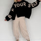 Sweater mit Strickeinsätzen - schwarz
