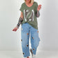 T-shirt with leopard shoe print - khaki