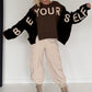 Sweater mit Strickeinsätzen - mokka