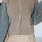 Strickjacke mit strassbesetzten Denim-Ärmeln - beige-denim