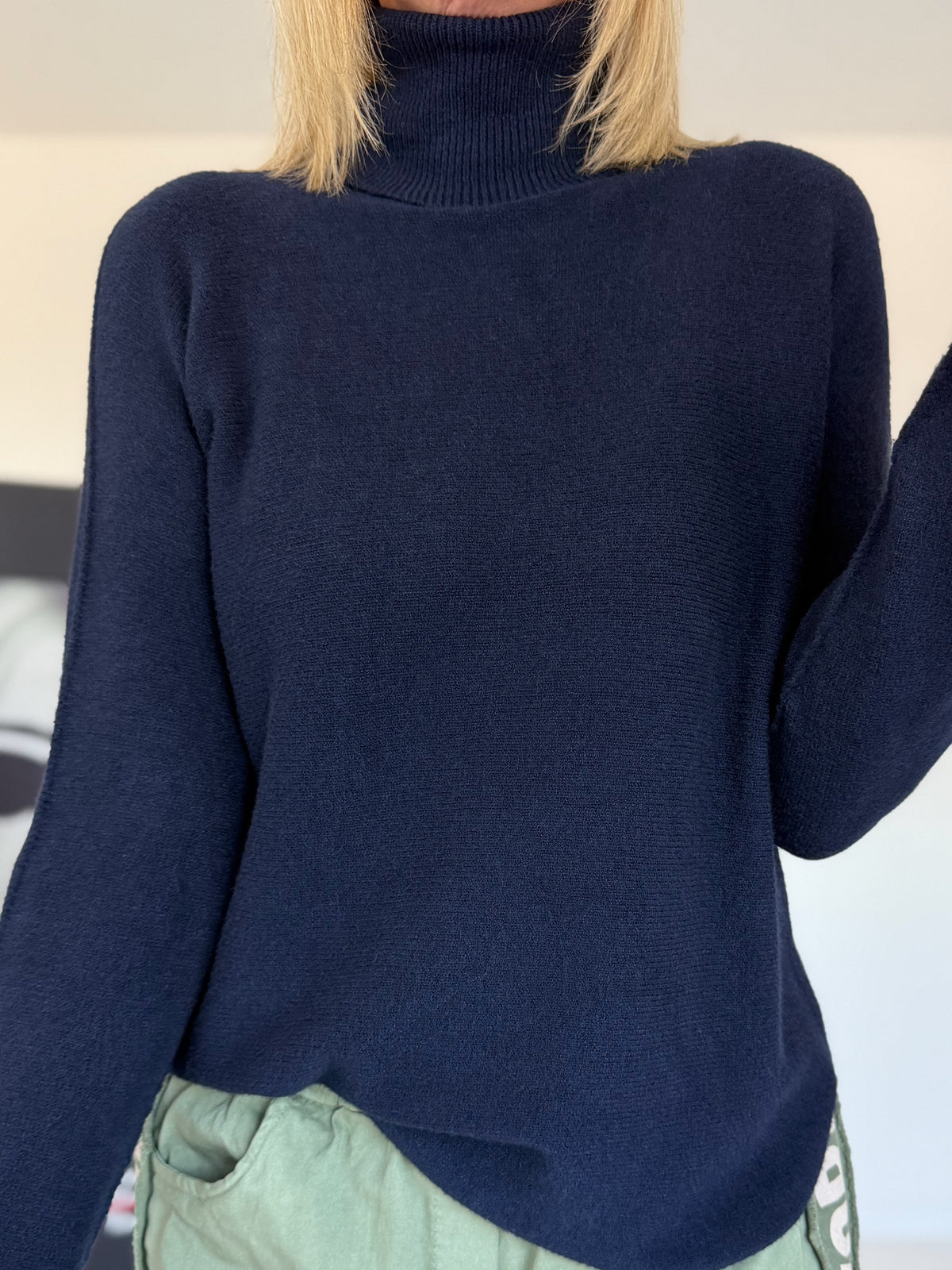 Basic Rollkragenpullover - marine