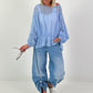 Tunic with Flounce Hem - Light Blue