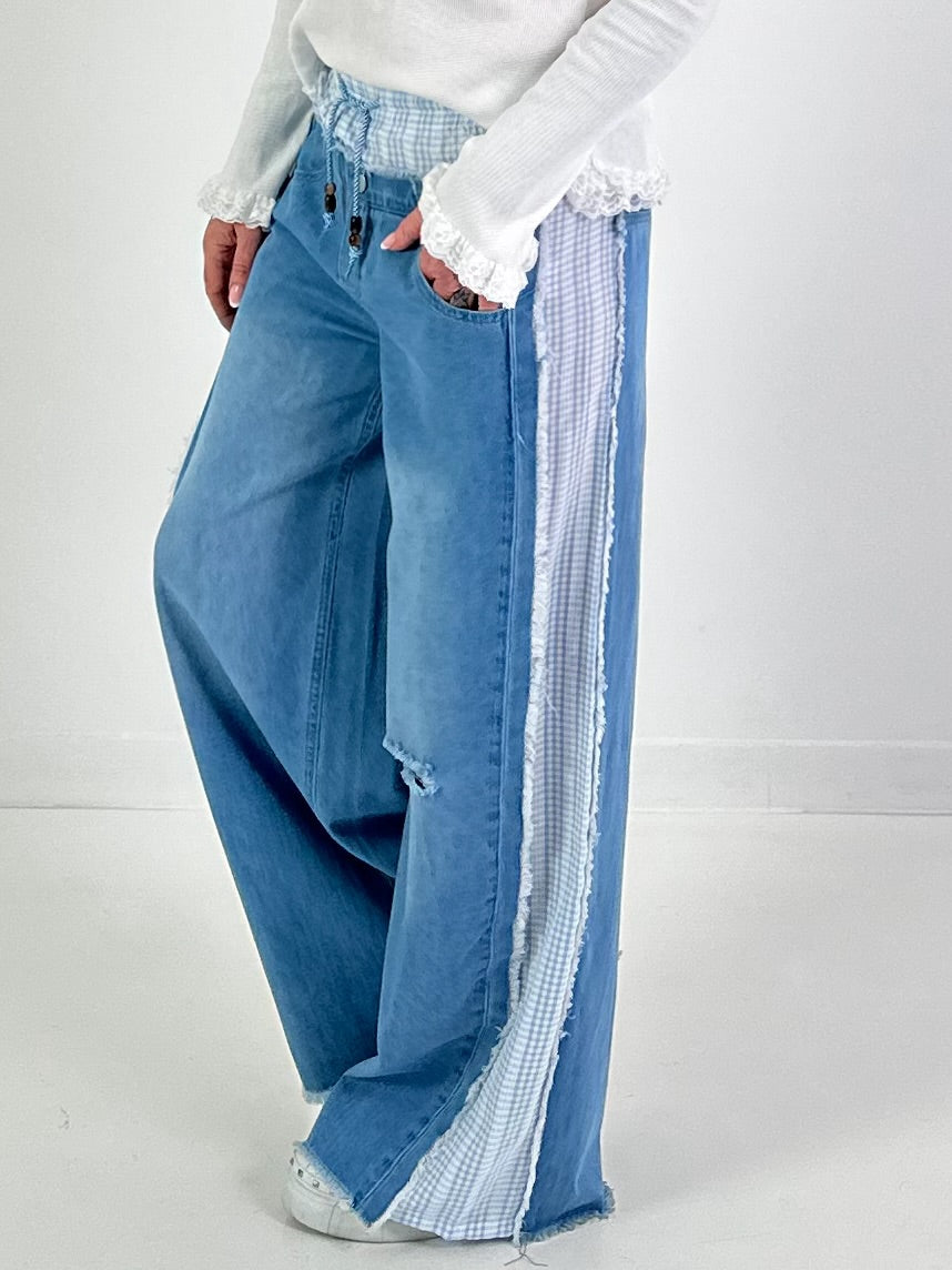 Jeansbroek model "Vichy Layer" - denim-lichtblauw