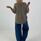 Ripp Shirt mit Fransendetails - taupe