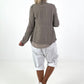 Leinen Blazer mit Zierknöpfen und Ripp-Details - taupe