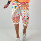 Short baggy shorts with overlap - beige