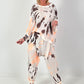 Linen Baggy with Tie-Dye Pattern - white-neon orange-dark brown