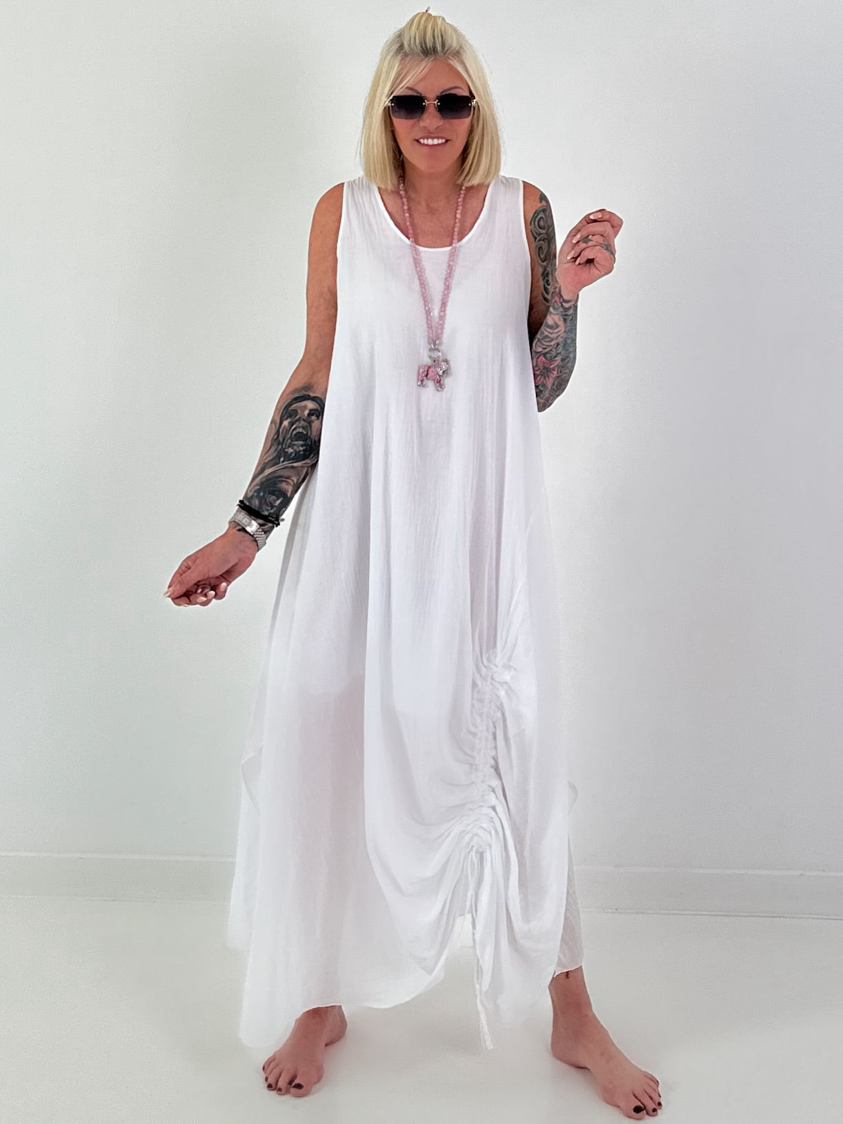Sommerkleid mit Raff-Detail - weiss