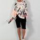 Oversized Batik Leinen Shirt - weiss-neonorange-dunkelbraun
