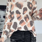 Pullover mit V-Ausschnitt und Leo-Print - leo-mokka