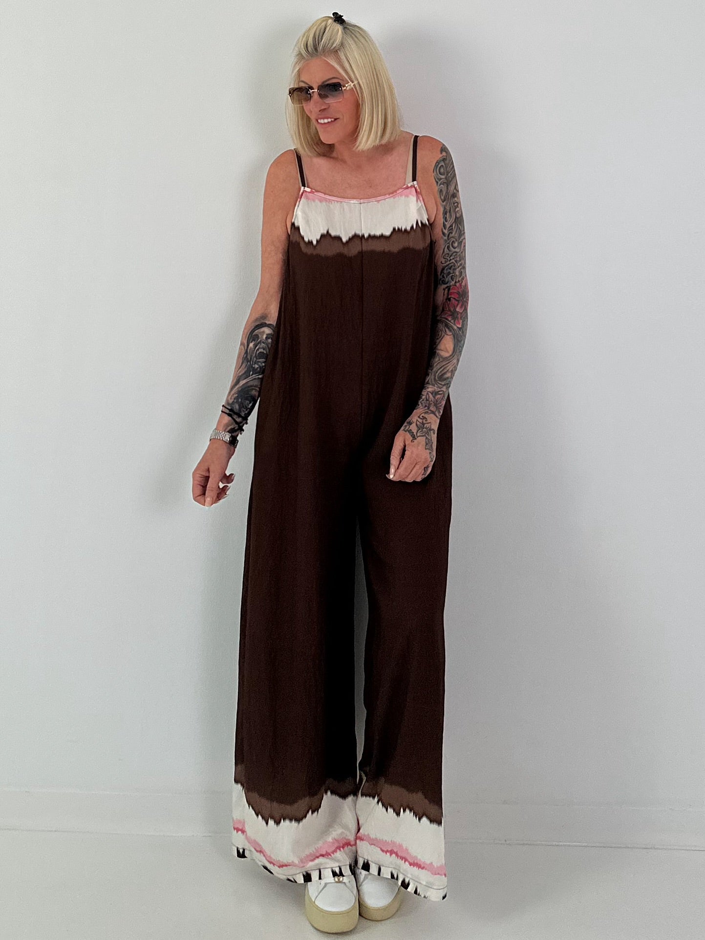 Jumpsuit mit Spaghettiträgern - schoko