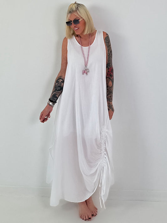 Sommerkleid mit Raff-Detail - weiss