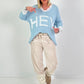 Pullover Hey You - hellblau-weiss