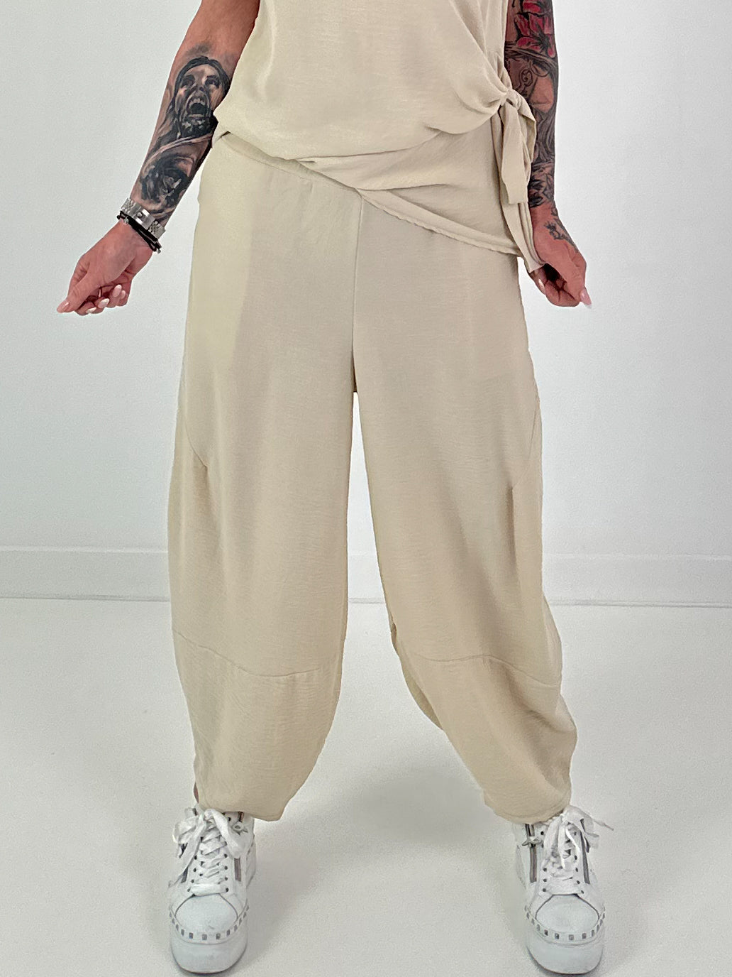 Light Balloon Trousers - beige