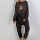 Oversized Sweater mit Frontprint - mokka
