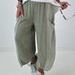 Balloon Linen Trousers with Fringe Details - taupe