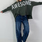 Oversized Hoodie Awesome - olive