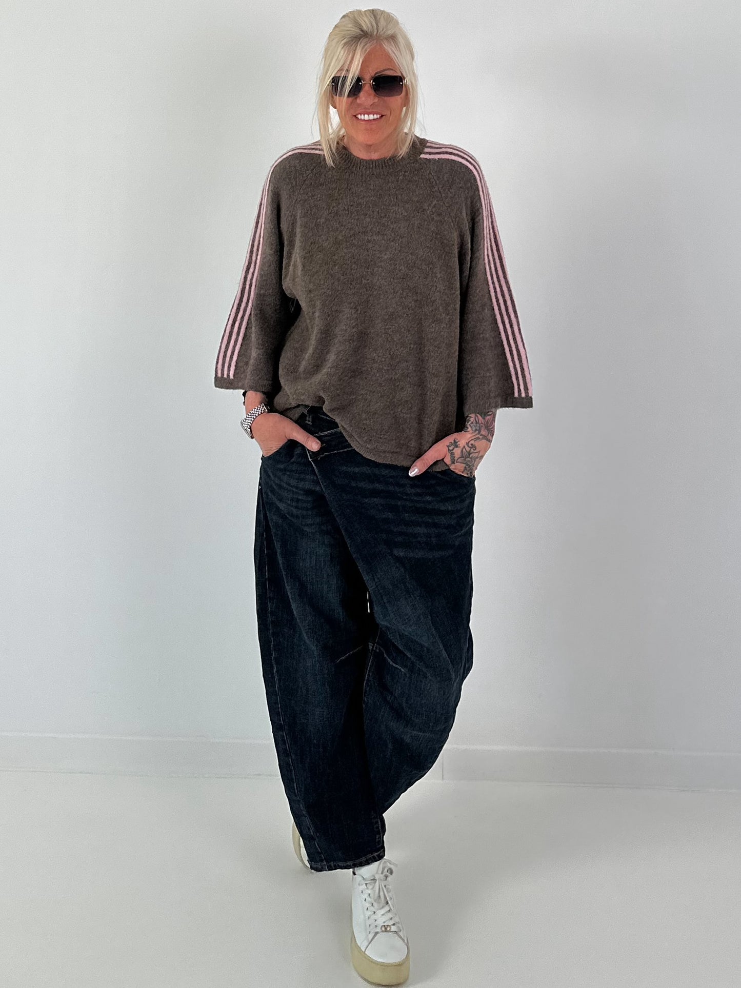Pullover mit halbem Arm - taupe